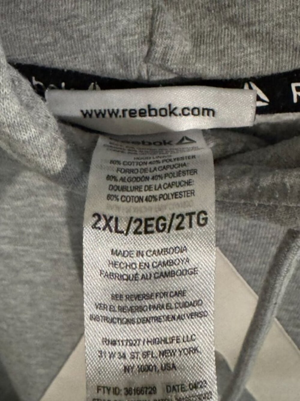 Men’s Reebok Grey 2XL Hoodie — Warm, Comfy, Everyday Favorite - Picture 4 of 4